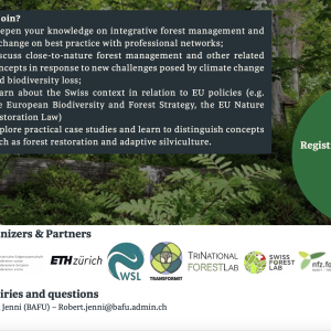 In-person Workshop: Increasing biodiversity to promote adaptation and resilience of European forests by using close-to-nature forestry