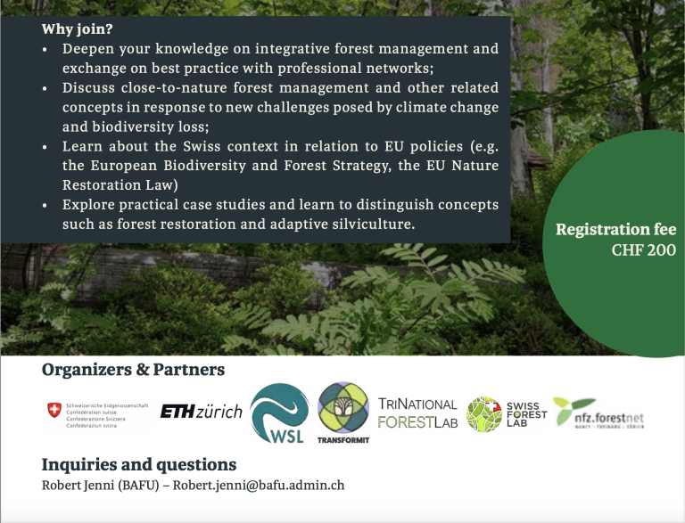 In-person Workshop: Increasing biodiversity to promote adaptation and resilience of European forests by using close-to-nature forestry
